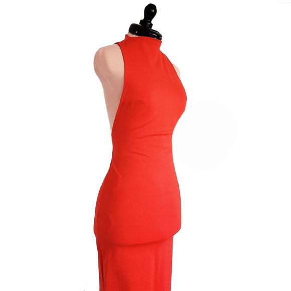Babaton Sexy Bright Red Bodycon Midi Dress BNWT - Picture 10 of 15